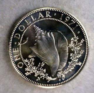 Bahamas $1 Dollar 1971 Proof Silver Coin (stock 0564) photo