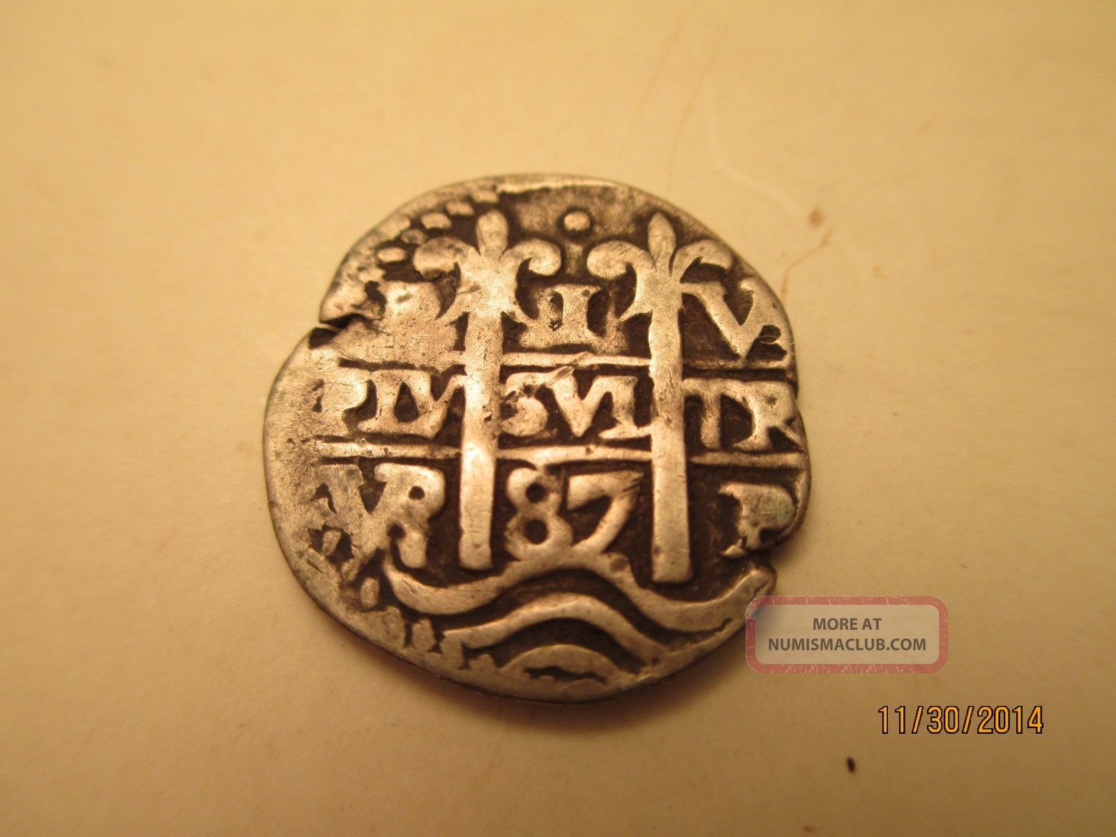 Spanish Silver 1 Reale, Potosi 1687, Two Dates