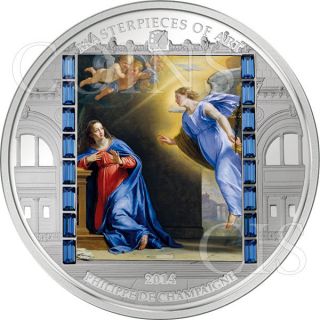 Cook Islands 2014 20$ Moa Christmas Annunciation By Champaigne 3oz Proof Silver photo