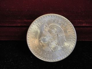 1947 Mexico 5 Pesos Silver Coin photo