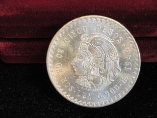 1948 Mexico 5 Pesos Silver Coin photo