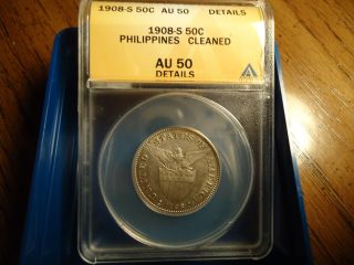 1908 S Philippine Fifty Cent Coin Au - 50 photo