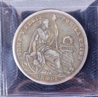 1924 Peru Silver Coin Un 1 One Sol Seated Liberty Large Plata Coin Us Ship photo