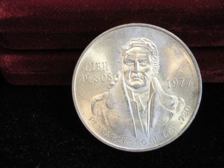 1977 Mexico Cien 100 Pesos Silver Coin photo