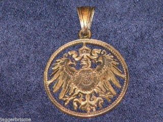 German Wwi Vintage Prussian Eagle Cut Out Silver Coin 1 Mark Pendant photo