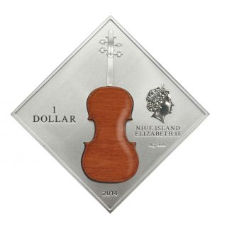 Rare Niue 1$ 2014 Silver 1oz Stradivarius 