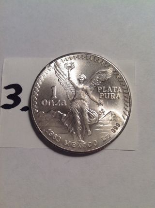 1983 Mexican Libertad.  999 Fine One Silver Bullion Coin photo