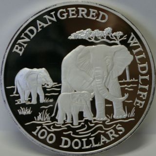Cook Islands 1991 $100 African Elephants,  Endangered Wildlife Series, photo