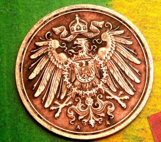 Xx - Rare 1907 - A German Empire Reich 1 Pfennig Copper Germany Coin Antique photo