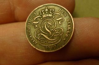 1901 Bulge Belgium Copper Un 1 Centime Coin photo