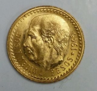 1945 Mexico Dos Y Medio Pesos Gold Coin photo