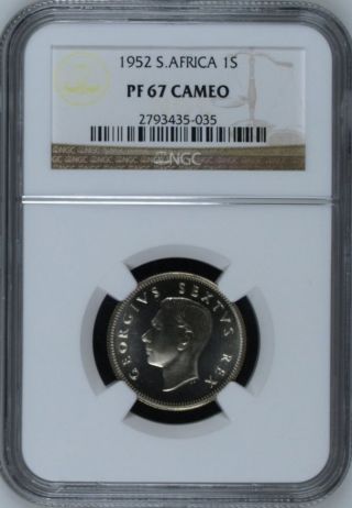 South Africa 1952 Silver 1 Shilling Ngc Pf67 Cameo 1s - Ngc Pop 3/0 photo