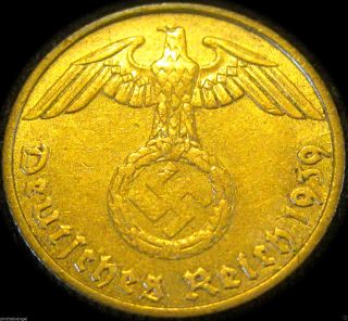 German 3rd Reich 1939d 5 Reichspfennig Coin - Actual Ww 2 Coin - Rare Coin photo