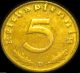 German 3rd Reich 1939d 5 Reichspfennig Coin - Actual Ww 2 Coin - Rare Coin Germany photo 1