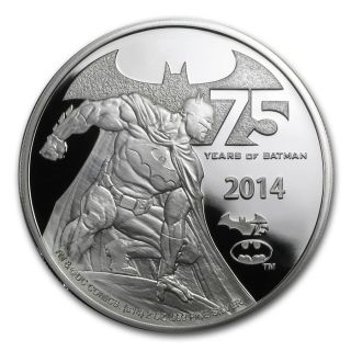 2014 Niue 2 Oz Silver 75 Years Of Batman Proof photo