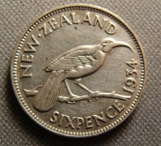 Zealand 6 Pence,  1934 (silver) Coin photo