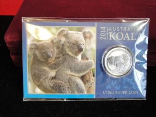 2014 Australia $0.  10 Silver Koala Bu 1/10 Troy Oz photo