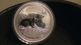 Perth 2008 Lunar Year Of The Mouse Silver Coin 999 photo