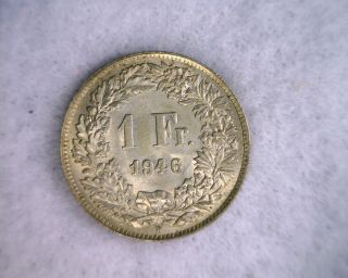 Switzerland 1 Franc 1946 Au Silver Swiss Coin (stock 0612) photo