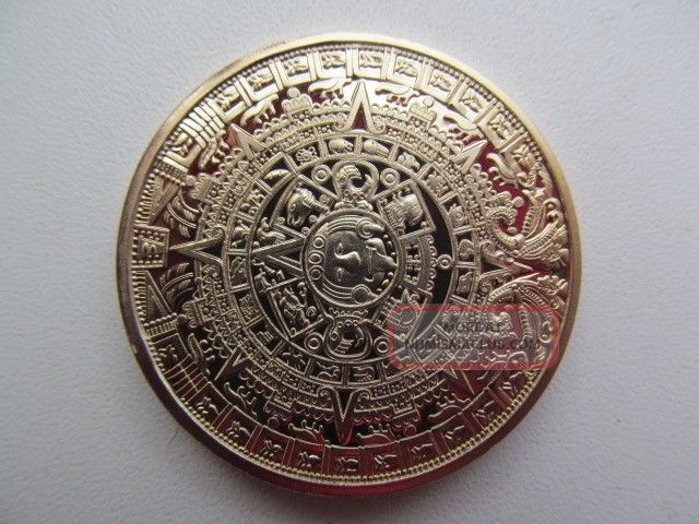 The Mayan Calendar Coin Aztec 24k Gold Plated