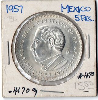 Mexico 5 Pesos,  1957,  100th Anniversary Of Constitution photo