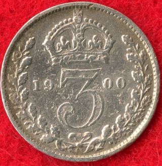 Great Britain - 3 Pence - 1900 - 92.  5 Silver - 0.  0420 Asw photo