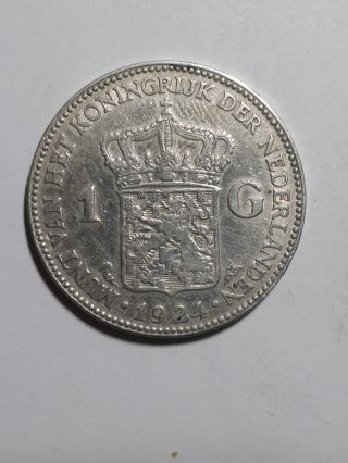 1924 1 Gulden Nederland Coin photo