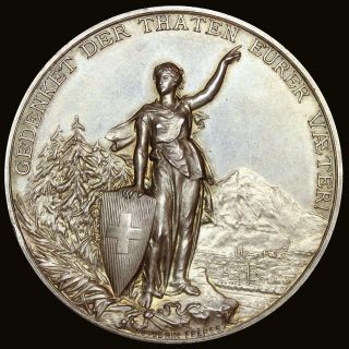 Swiss 1892 Medal Shooting Fest Glarus Silver R - 808b Patina (vl551) photo