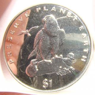 Eritrea 1 Dollar 1996,  Xf Coin W/ Lanner Falcon,  Preserve Planet Earth,  Km 37 photo