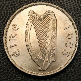 Ireland - 1955 Irish Florin 2/ - Brilliant Uncirculated Two Shilling Irland Coin photo