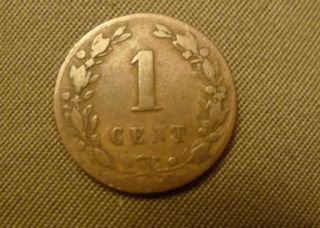 1881 Netherlands Holland Copper One 1 Cent Coin photo