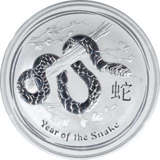 2013 Australia Lunar Series 2 Oz.  999 Silver,  Year Of The Snake In Cap photo