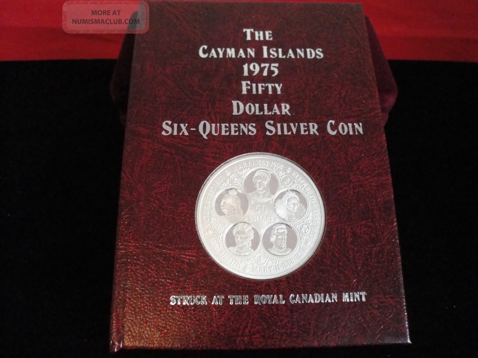 1975 Cayman Islands Sterling Silver Proof 50 Dollar Coin Encased With 1975-cayman-islands-sterling-silver-proof-50-dollar-coin-encased-with