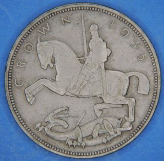1935 Great Britain George V Rocking Horse Silver Crown Coin photo