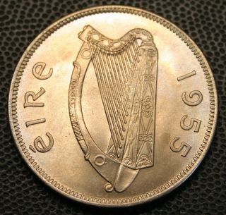 Ireland - 1955 Irish Half Crown 2/6 Brilliant Uncirculated Irland Halfcrown Coin photo