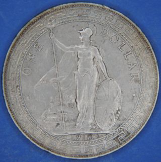 1910 Great Britain One Trade Dollar Silver Coin For China / Hong Kong photo