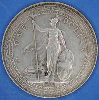 1912 Great Britain One Trade Dollar Silver Coin For China / Hong Kong photo