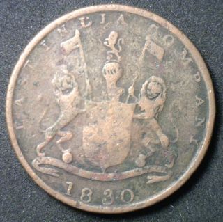 1830 Copper British East India Company 1/4 Quarter Anna Bombay Coin Yg photo