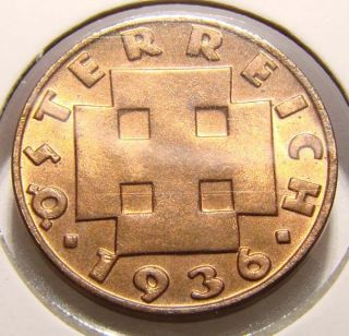Austria 2 Groschen 1936,  Xf Bronze Coin,  Km 2837 photo