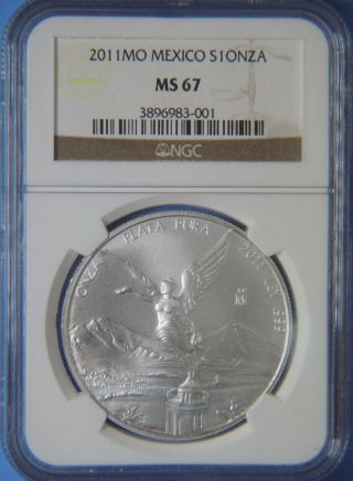 2011 Mexico 1 Ounce Onza.  999 Pure Silver Coin Ngc Graded Ms67 photo
