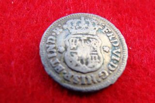 Mexico 1753 1/2 Real Silver Coin - Fernando Vi - Circulated photo