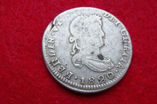 Spain 1820 2 Reales Silver Coin - Circulated photo