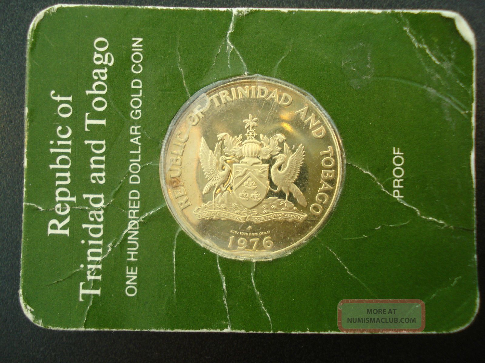 1976 Trinidad Tobago 100 Dollar Proof Gold Coin