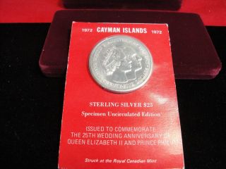 1972 Cayman Islands $25 Sterling Silver Specimen Coin Bu photo