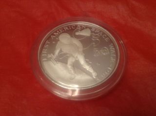 Marshall Islands $50 Silver Proof 1989 First American Space Walk 1965 photo