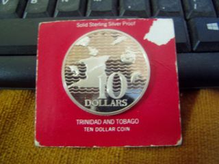 1975 $10 Trinidad And Tobaga Sterling Silver Coin In Origional Unopenepackaging photo