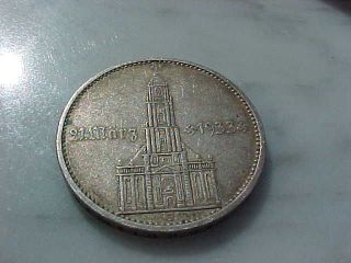 Extra Rare 1934 J Wwii 5 Mark Silver German Reichs Coin Vg photo