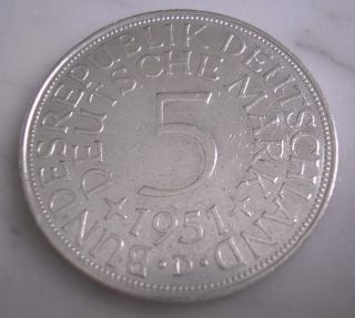 1951 Germany - 5 Deutsche Mark - Silver photo