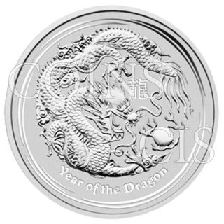 Australia 2012 1$ Year Of The Dragon Bullion 1oz Unc Silver Coin photo