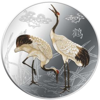 Niue 2013 2$ Feng Shui - Cranes Grus Japonensis 1oz Silver Coin photo